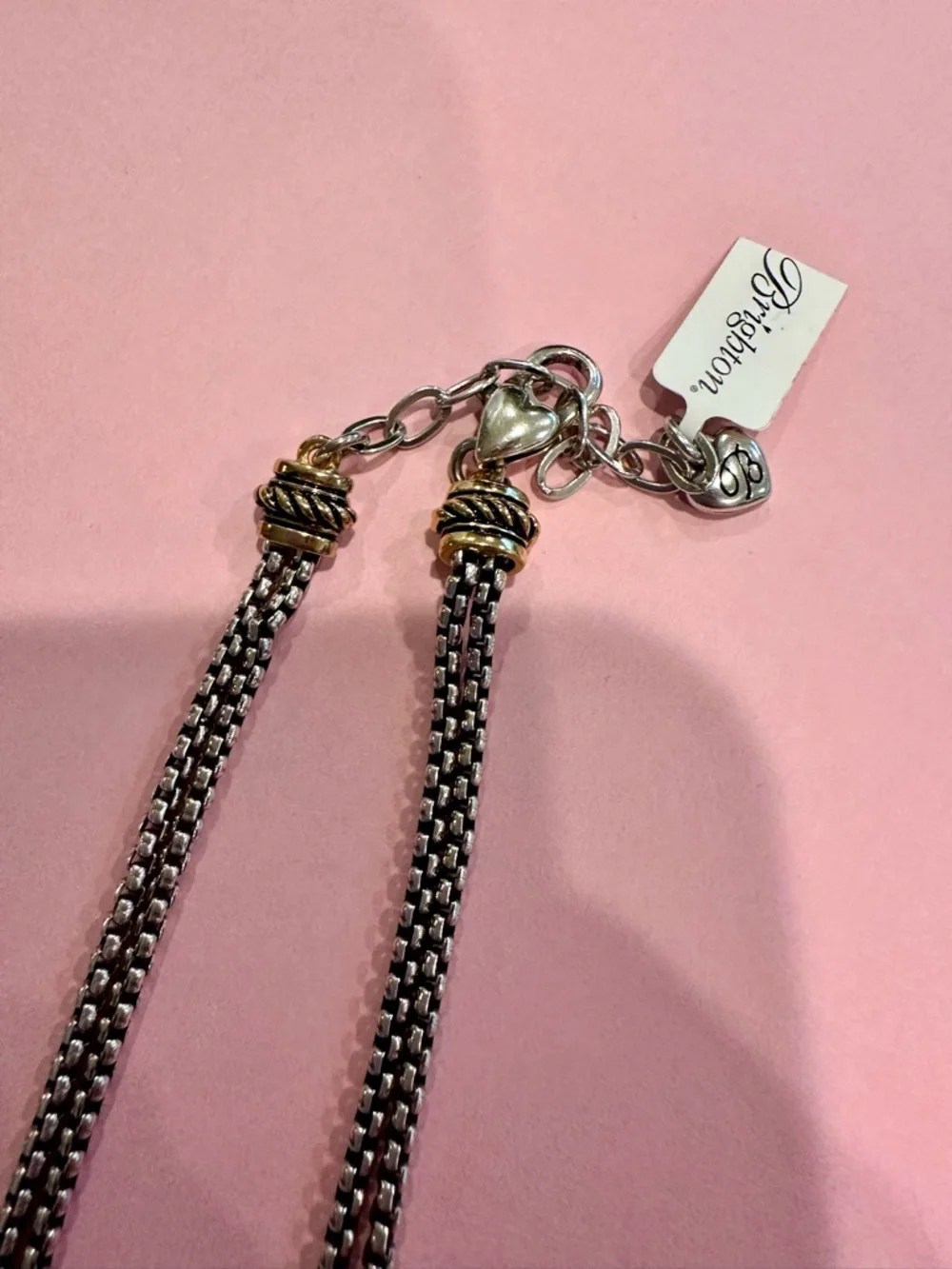 Brighton Interlock Twist Two-Tone Silver and Gold Knot Layered Necklace. - Picture 6 of 7